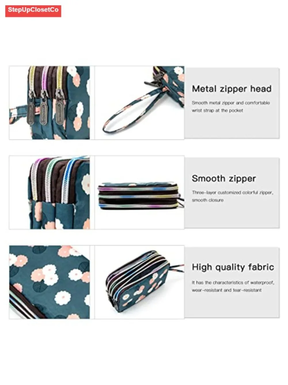 Large Capacity Wristlet Wallet - Women Printed Nylon Waterproof Clutch Purse